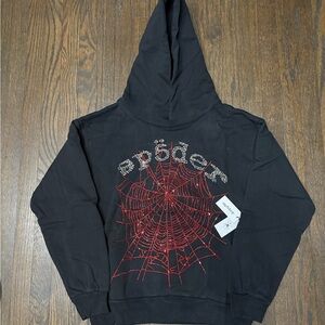 Black Rhinestone Sp5der Hoodie